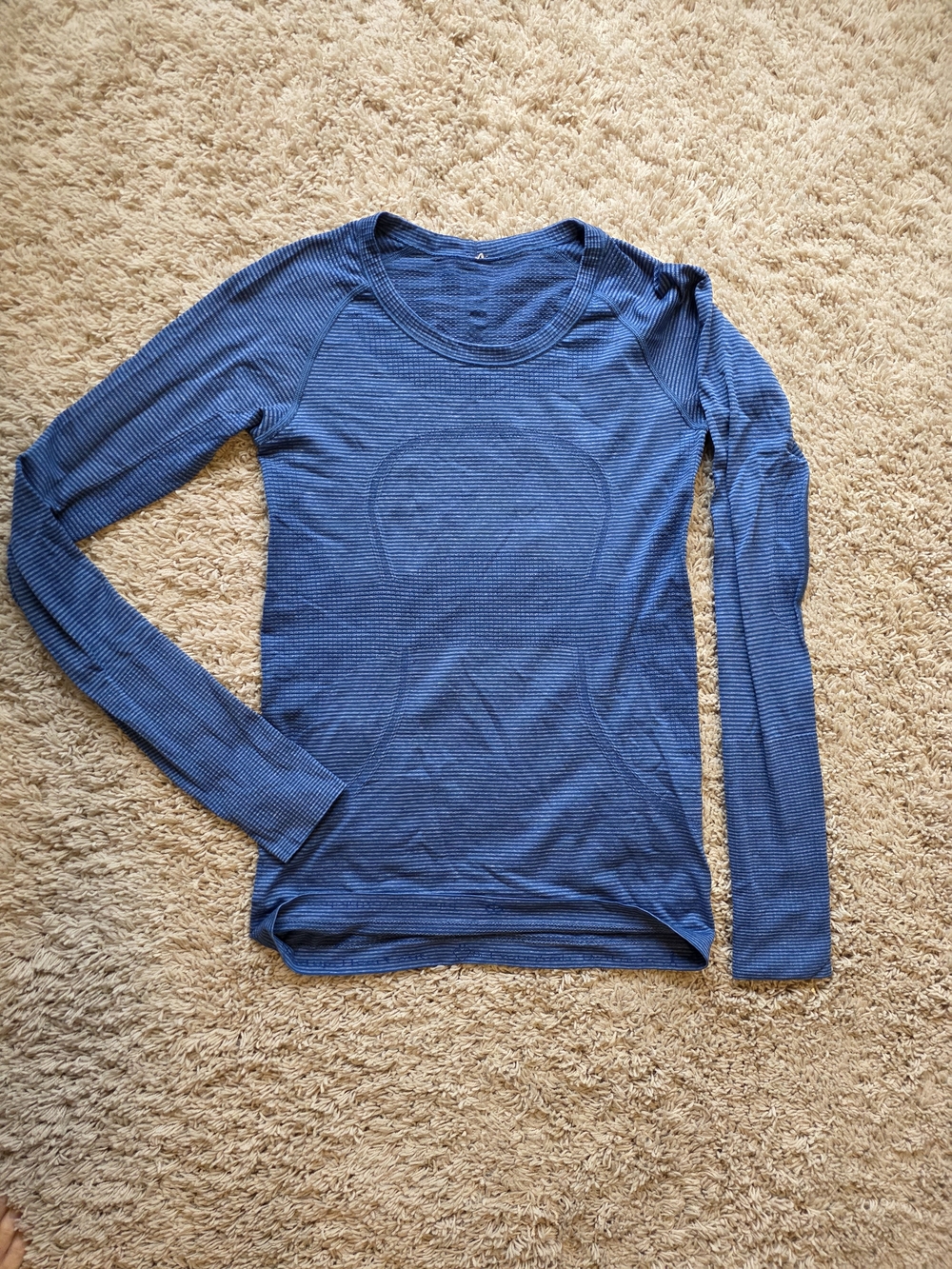 lululemon athletica Long Sleeve Ribbed Crew in Deep Blue